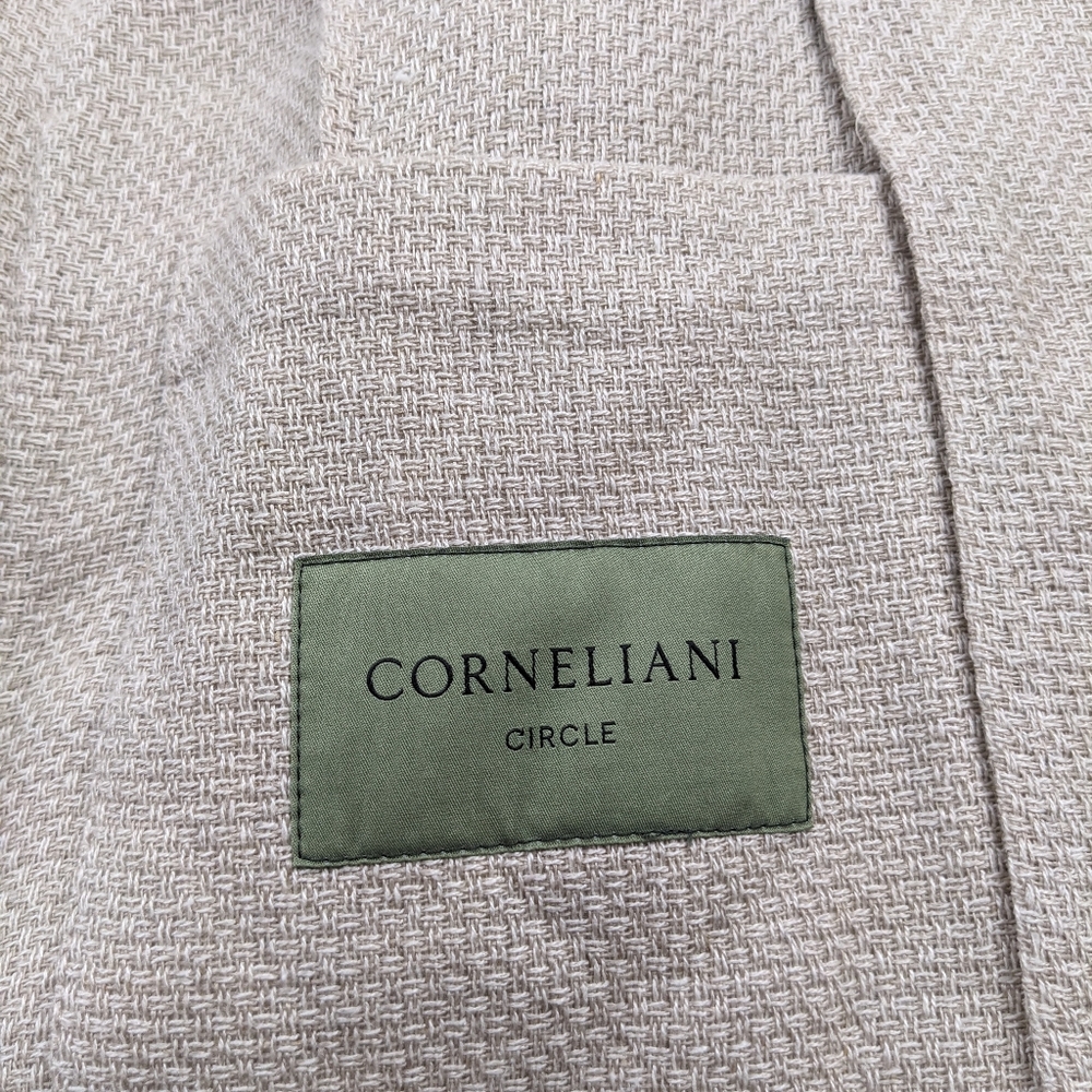 Corneliani Circle Unstructured Sport Coat Blazer 46R Hemp Linen Silk Flax Beige - Picture 5 of 14